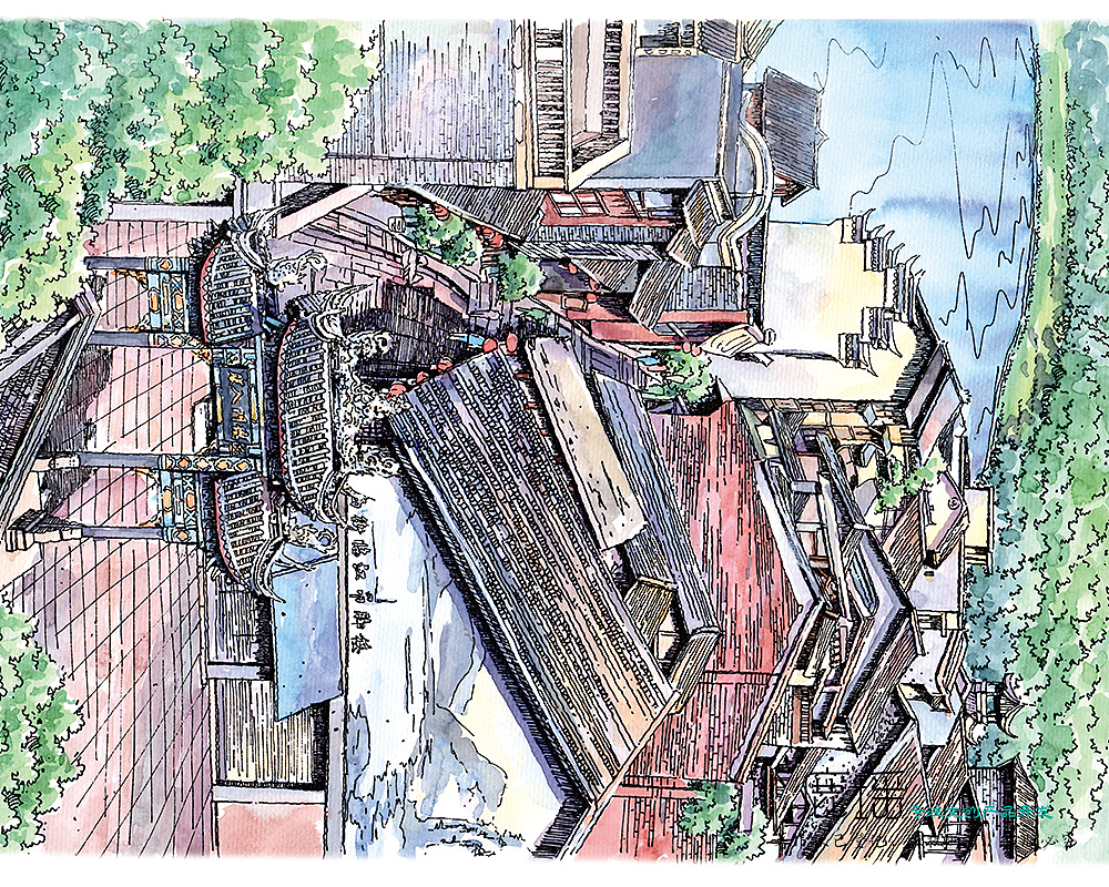 钢笔画&水彩//鹿瑶笔下的安居古镇（2016年作品）（图ZMjQ4MTE2MTY4） - 商业插画 - 站酷设计师鹿瑶文创原创素材 - 站酷ZCOOL