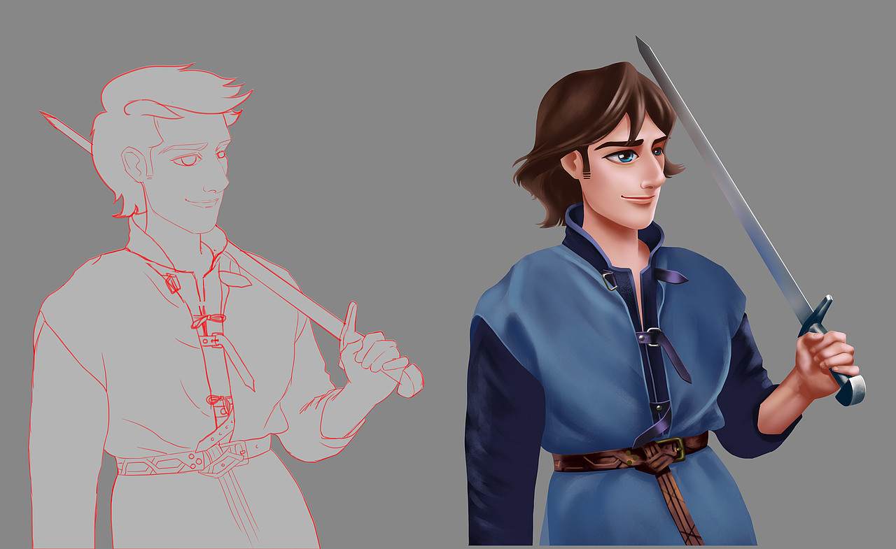 卡通q版厚涂cg角色原画-骑士