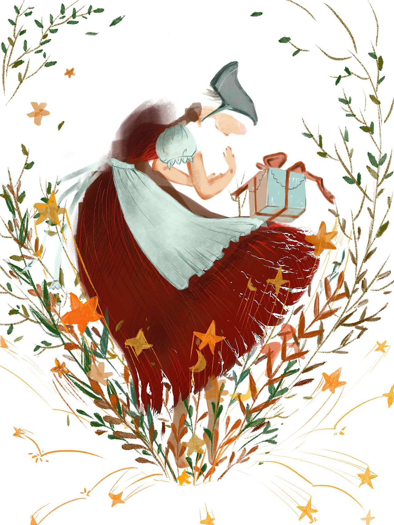 原创插画||卖火柴的小女孩