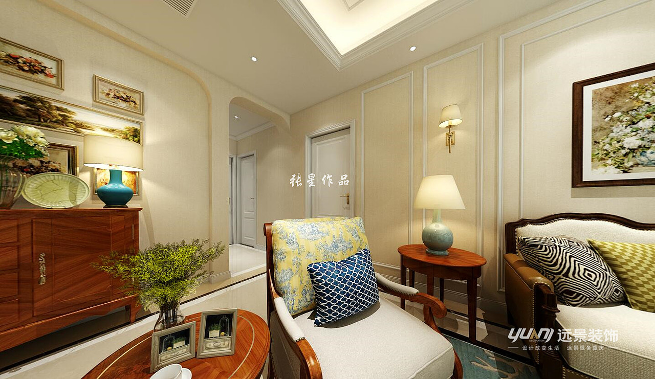 远景装饰沙坪坝俊峰香格里拉洋房130户型简美风格装修