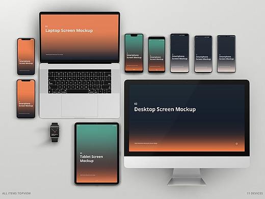 苹果手机macbook ipad iphone 11展示屏幕模型样机