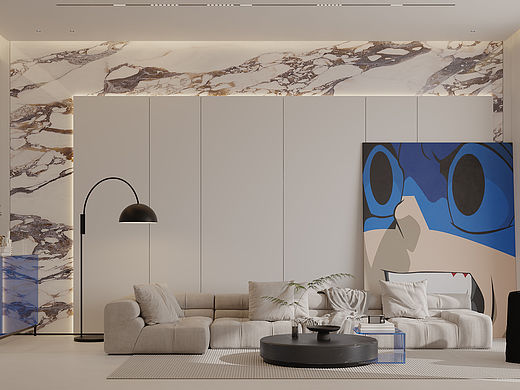 现代极简与克莱因蓝的碰撞