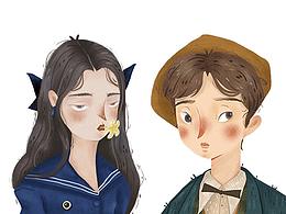 插画｜一组复古头像练习