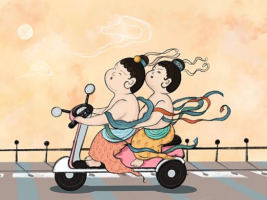 飞天小胖墩~骑摩托