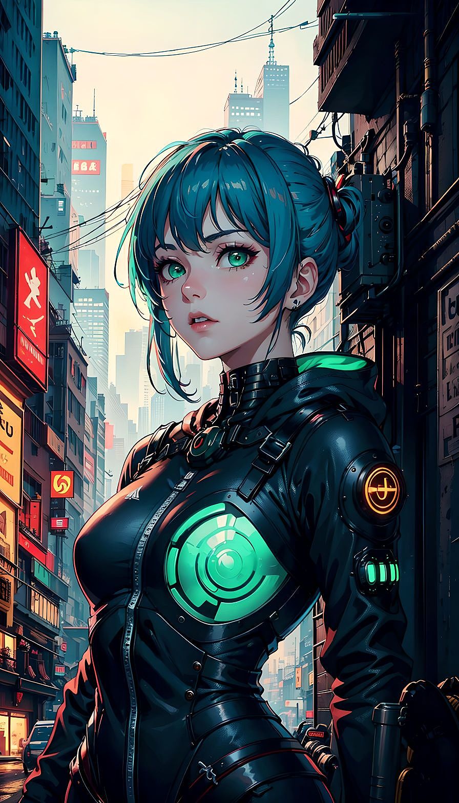 AI绘画|原创|赛博朋克风|美女