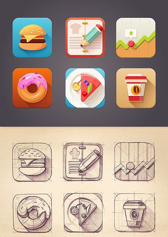 快餐主题的图标临摹