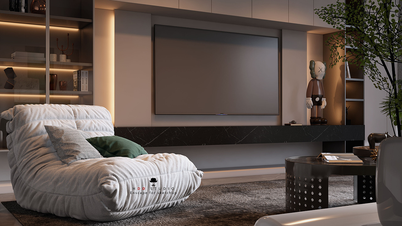 Enscape for sketchup┃现代无主灯设计（图ZMjUwMDQ1ODQw） - 家装设计 - 站酷设计师黄豆豆丶0原创素材 - 站酷ZCOOL