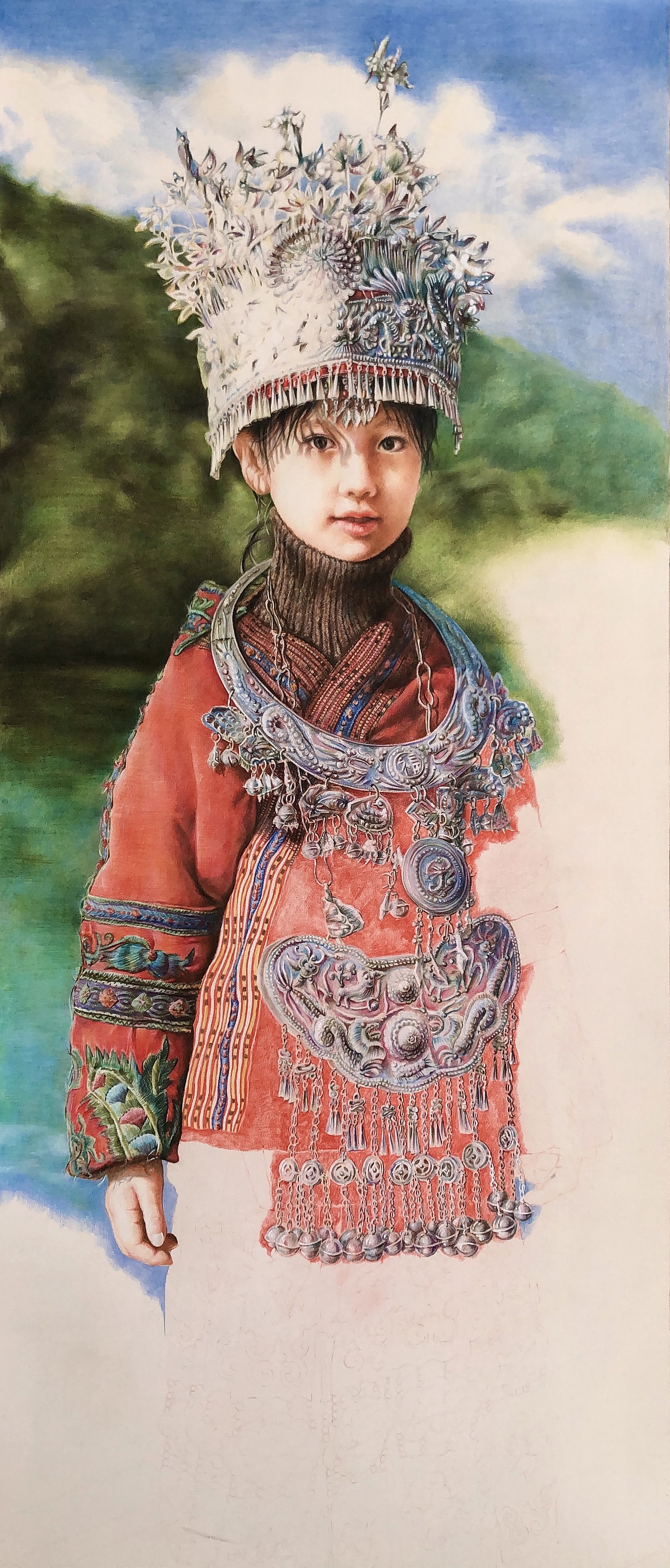 彩铅作品：苗族服饰-裴佳欣（图ZMjQzNjMwMzA0） - 绘画 - 站酷设计师一兮手绘原创素材 - 站酷ZCOOL