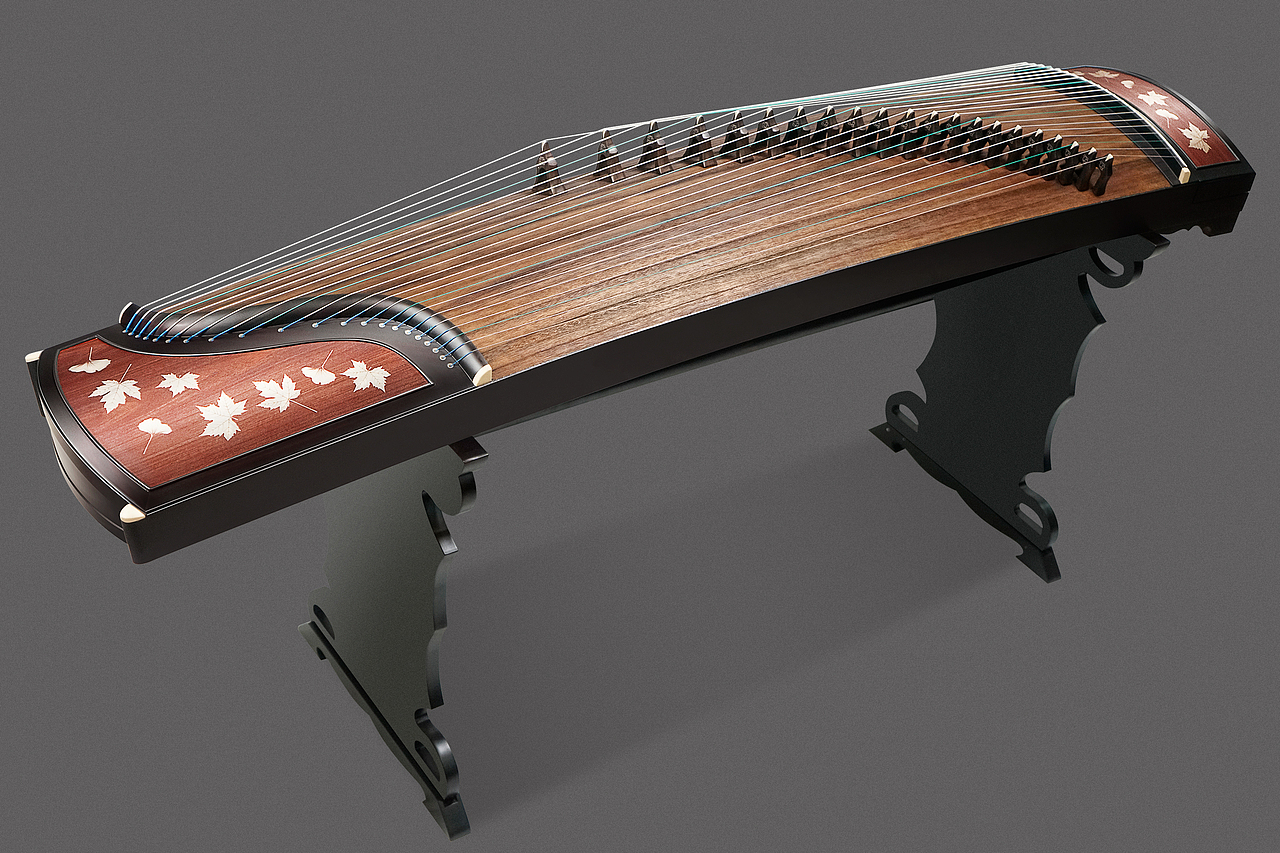 黑檀回纹古筝详情+修图