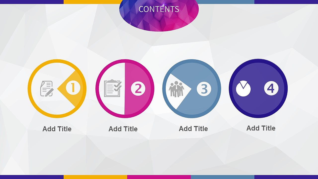 扁平四色晶格化商务PPT模版