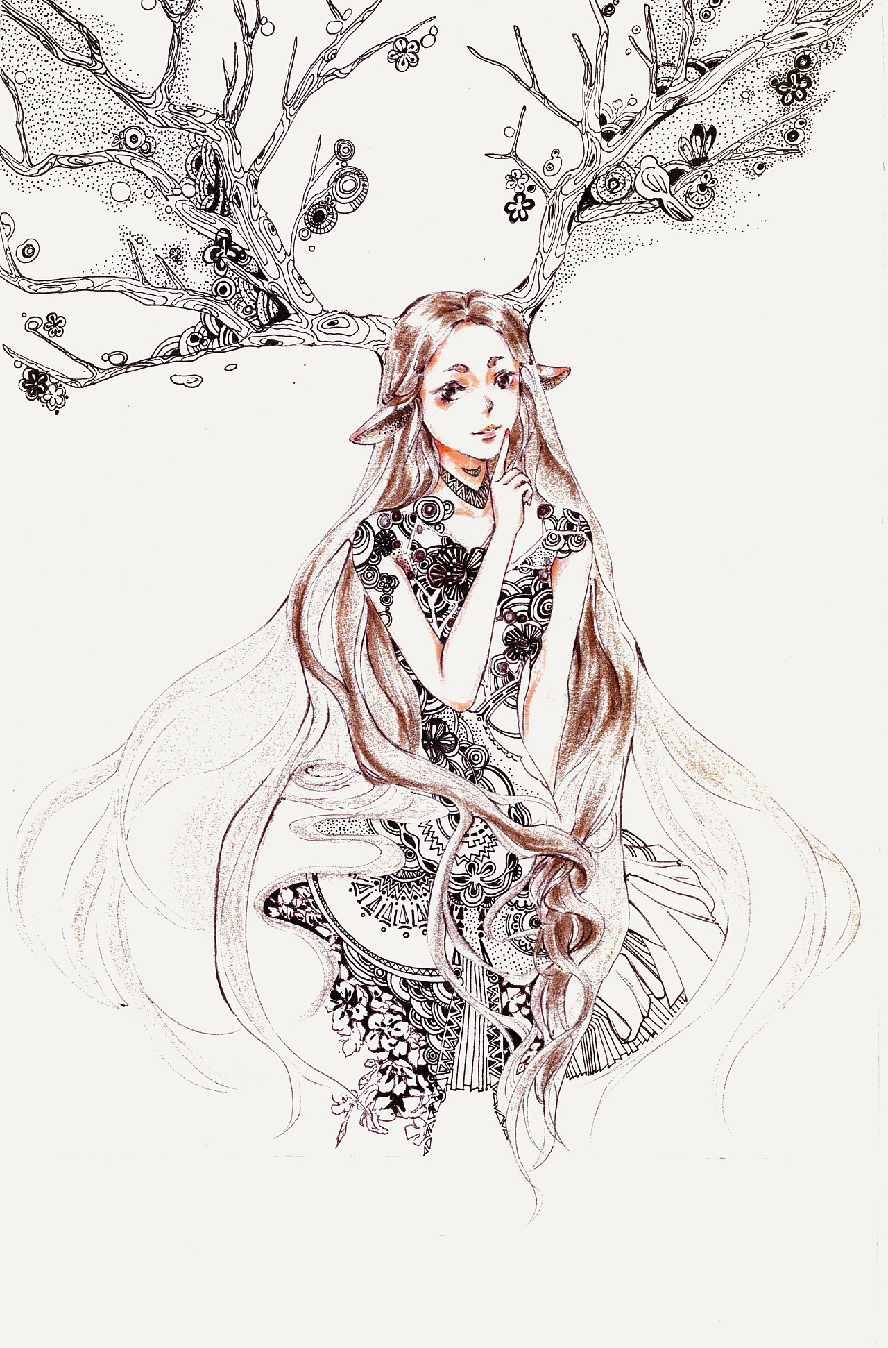 2017 - 插画 - 鹿女|插画|创作习作|东亭习习 - 原创作品 - 站酷