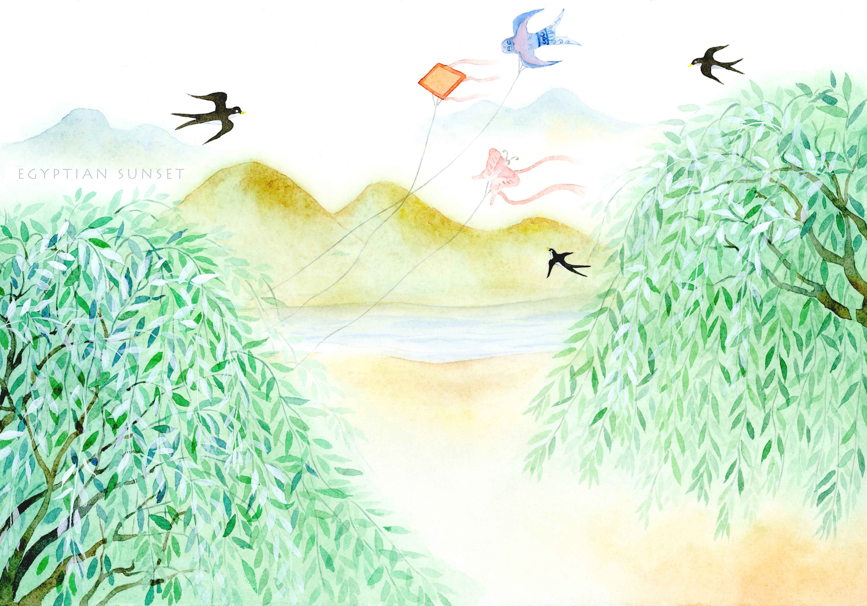 二十四节气立春春天的柳叶插画图片-千库网