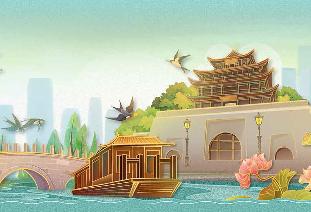 东昌新八景|插画|插画习作|义点一滴 - 原创作品 - 站酷 (zcool)