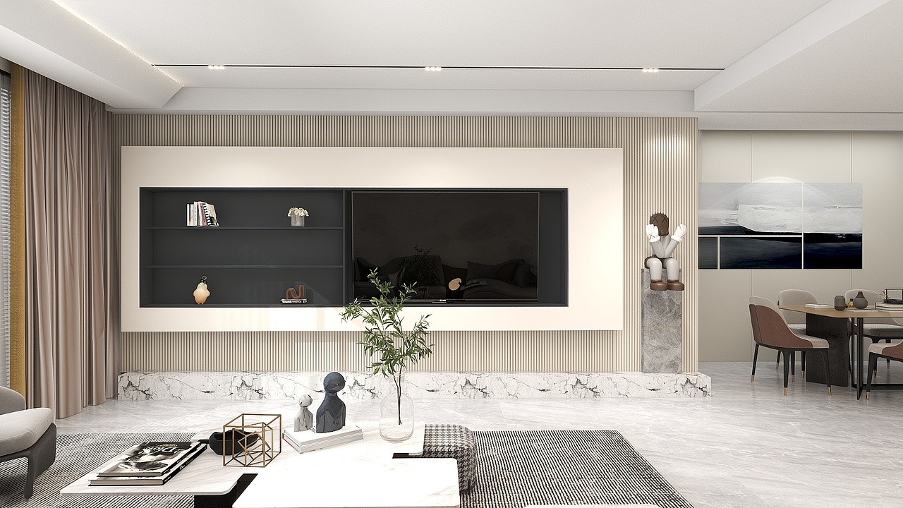 简约系列|暖色电视墙，温馨之中的点缀恰到好处（图ZMzExNTgzMTY0） - 家装设计 - 站酷设计师设计师徐来原创素材 - 站酷ZCOOL