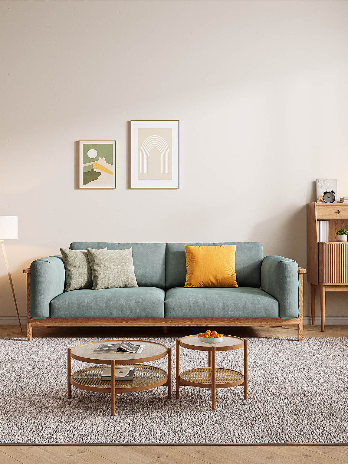 原木沙发建模渲染