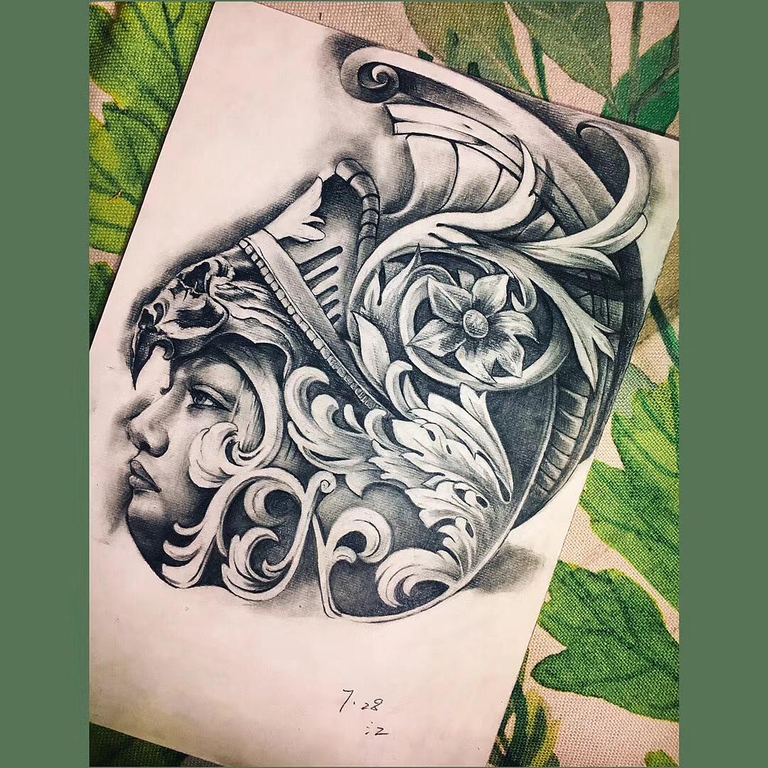 纹身手稿（图ZMTE5OTY2NzM2） - 艺术插画 - 站酷设计师纹艺刺刻雨辰原创素材 - 站酷ZCOOL