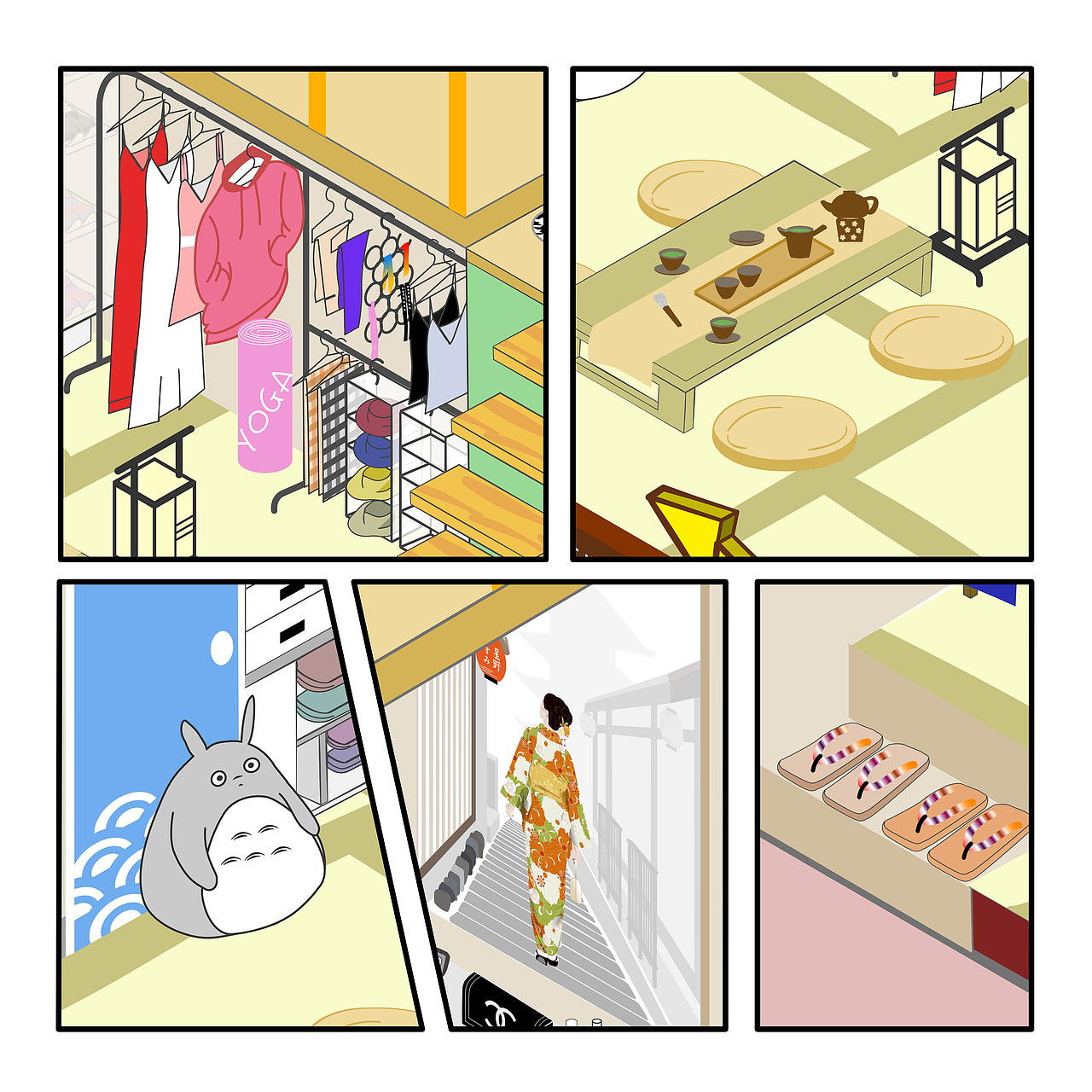 2.5D 插画 日本元素 梦想之屋（图ZMTczNDU0ODAw） - 艺术插画 - 站酷设计师小黑人_大仁波切原创素材 - 站酷ZCOOL