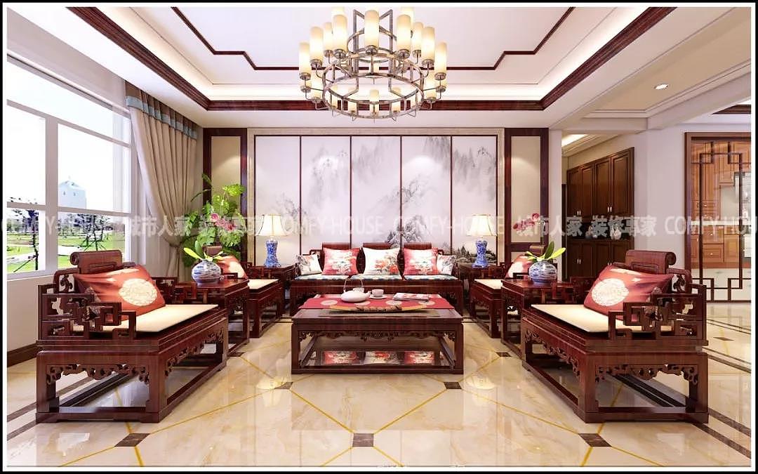 绿城百合紫薇园177平中式风格