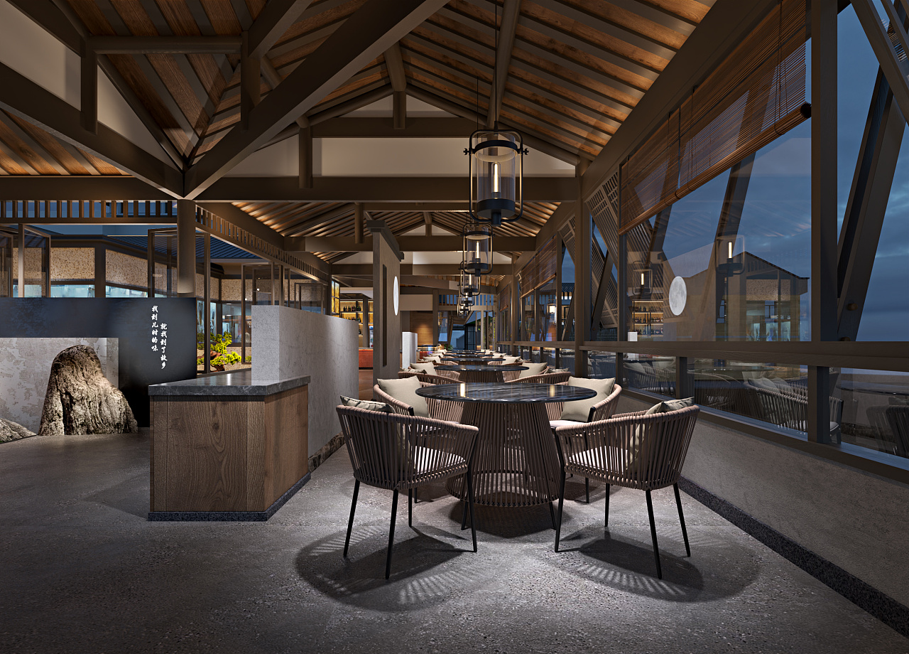 餐饮院子(未完待续)|空间|酒店餐饮设计|山屿石效果图 - 原创作品