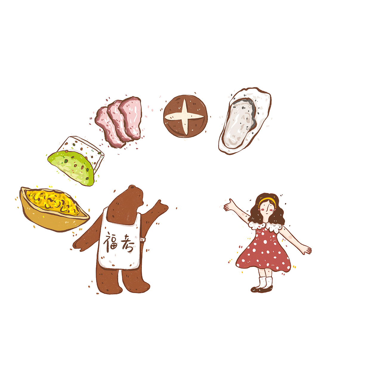 福考日料 插画设计（图ZMjYzOTc3MzE2） - 商业插画 - 站酷设计师小象花原创素材 - 站酷ZCOOL