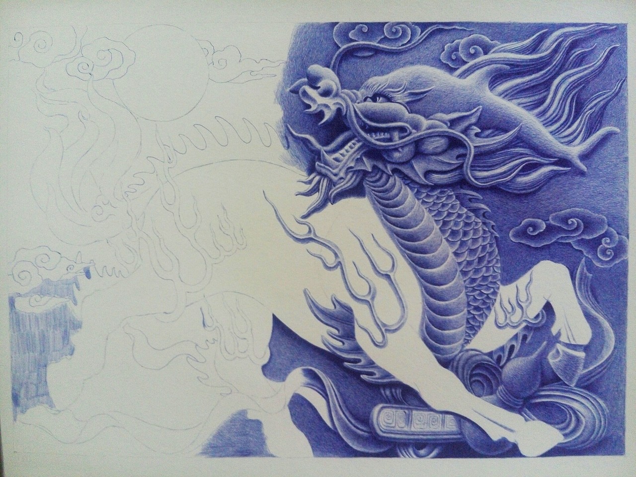 圆珠笔画-四灵之一麒麟~附步骤图（图ZNzE3MTg0NDA=） - 创作习作 - 站酷设计师Faine6原创素材 - 站酷ZCOOL