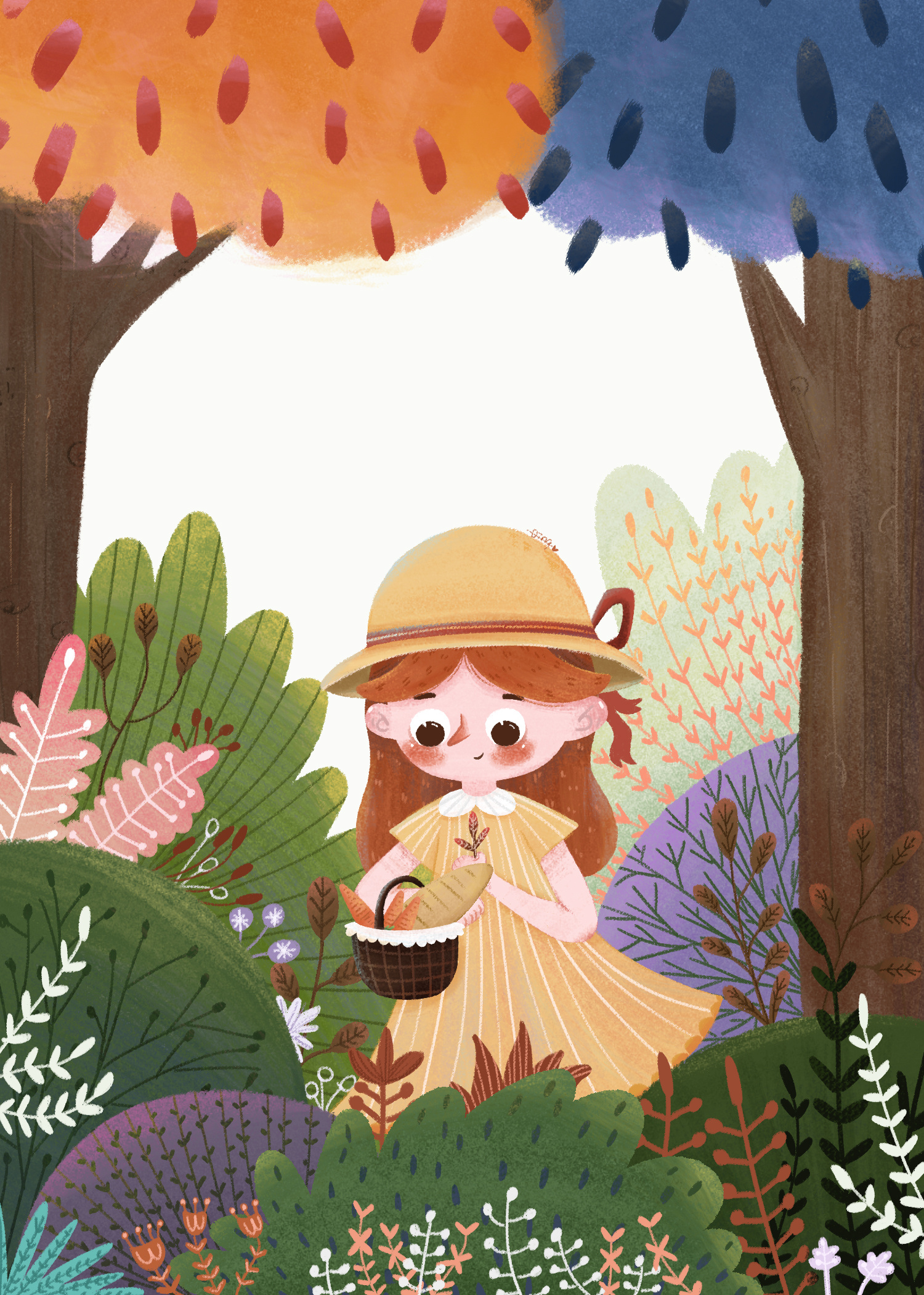 森林里探险的的小女孩|插画|新锐潮流插画|罗一酱 - 原创作品 - 站酷 (ZCOOL)