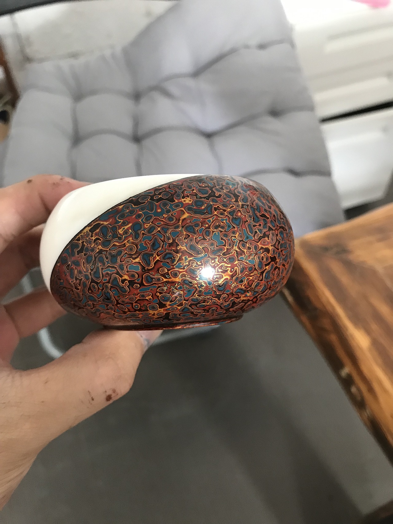 主人杯,白瓷与大漆