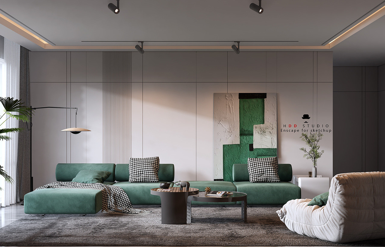 Enscape for sketchup┃现代无主灯设计（图ZMjUwMDQ1ODMy） - 家装设计 - 站酷设计师黄豆豆丶0原创素材 - 站酷ZCOOL