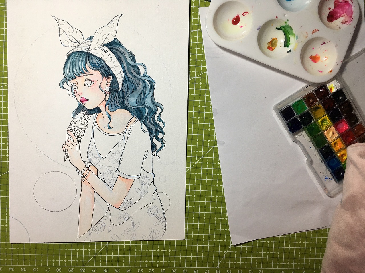 手绘水彩人物（图ZMTExNjQ0NDQ0） - 新锐潮流插画 - 站酷设计师口口韩原创素材 - 站酷ZCOOL