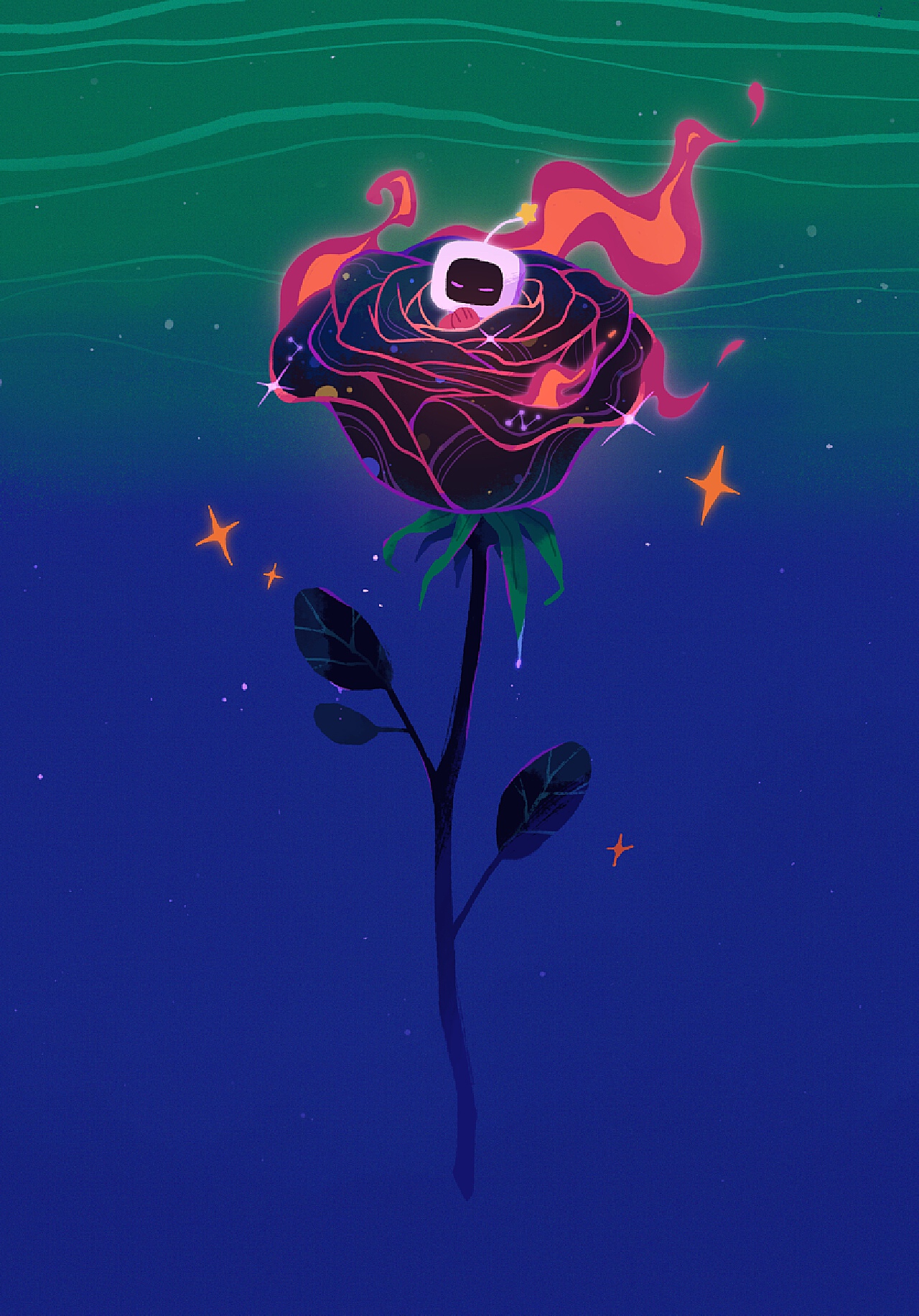 Flame Rose Background, Flame, Rose, Dark Background Image for Free Download