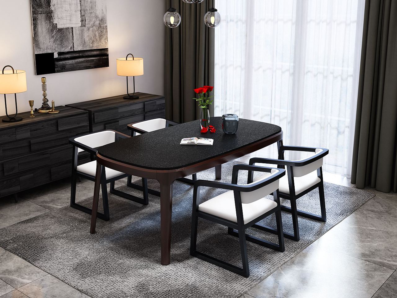 3D效果图【北欧原木餐桌椅】|工业/产品|家具|william无声笛 - 原创作品 - 站酷 (ZCOOL)