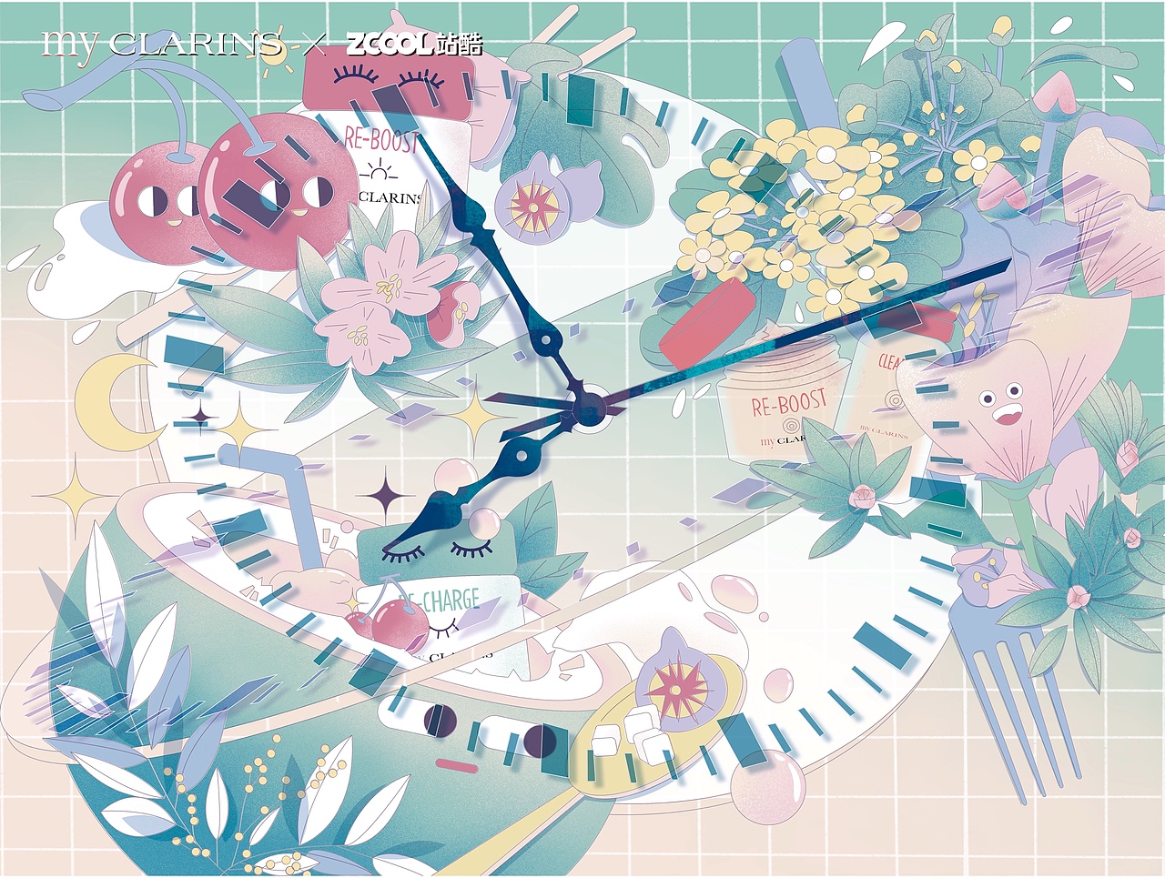 #my CLARINS 寻找天然好食肌# —— 平衡之钟（图ZMjk1OTMxMzQw） - 海报 - 站酷设计师GuGuYa原创素材 - 站酷ZCOOL