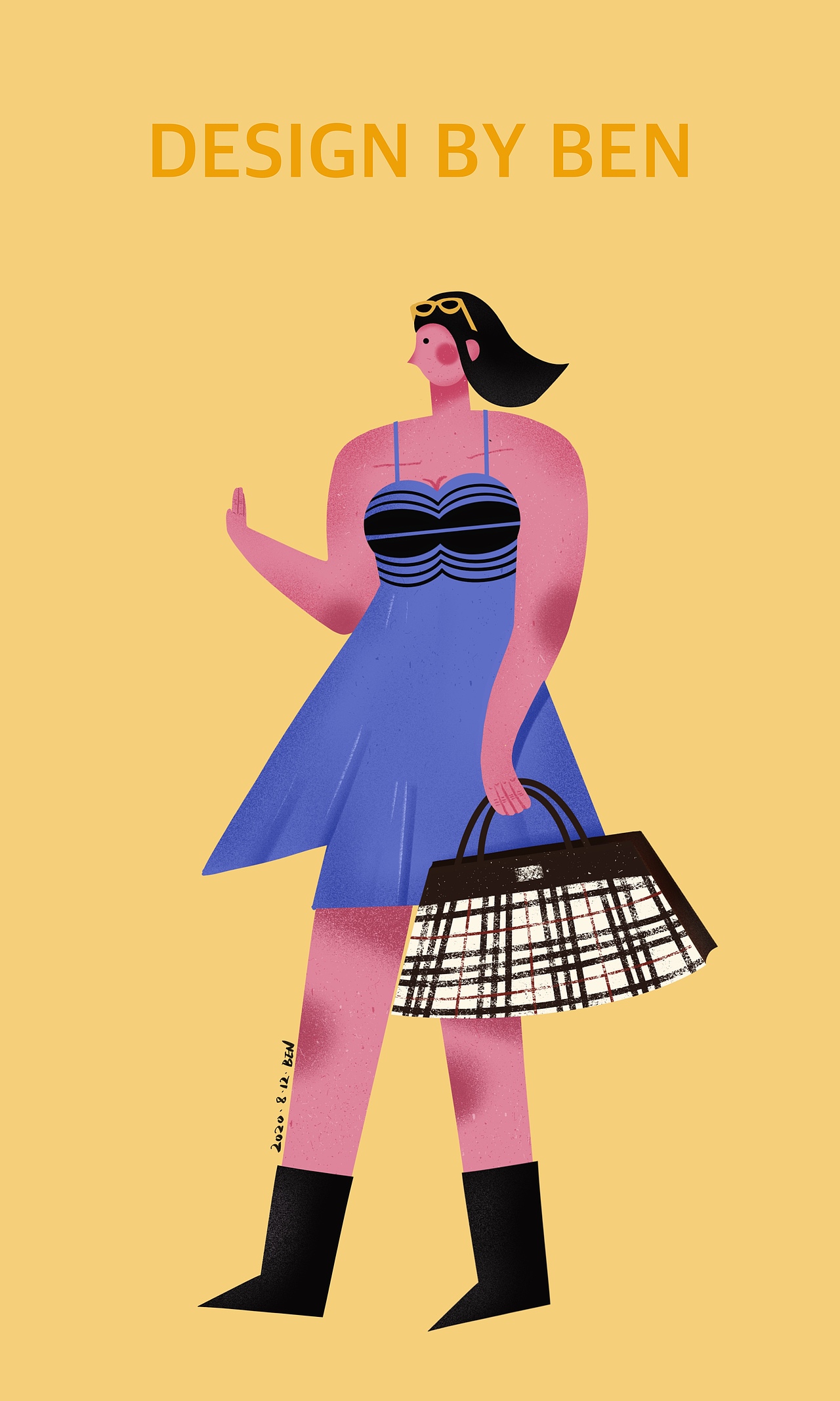 原创扁平插画人物-Cool girl（图ZMjIxODQxMDMy） - 商业插画 - 站酷设计师一只本原创素材 - 站酷ZCOOL