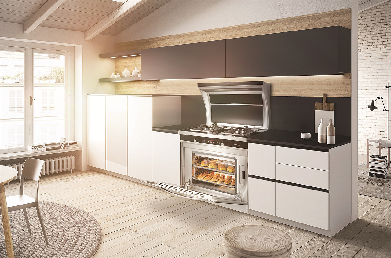 奥田蒸烤一体集成灶90TT简约开放厨房