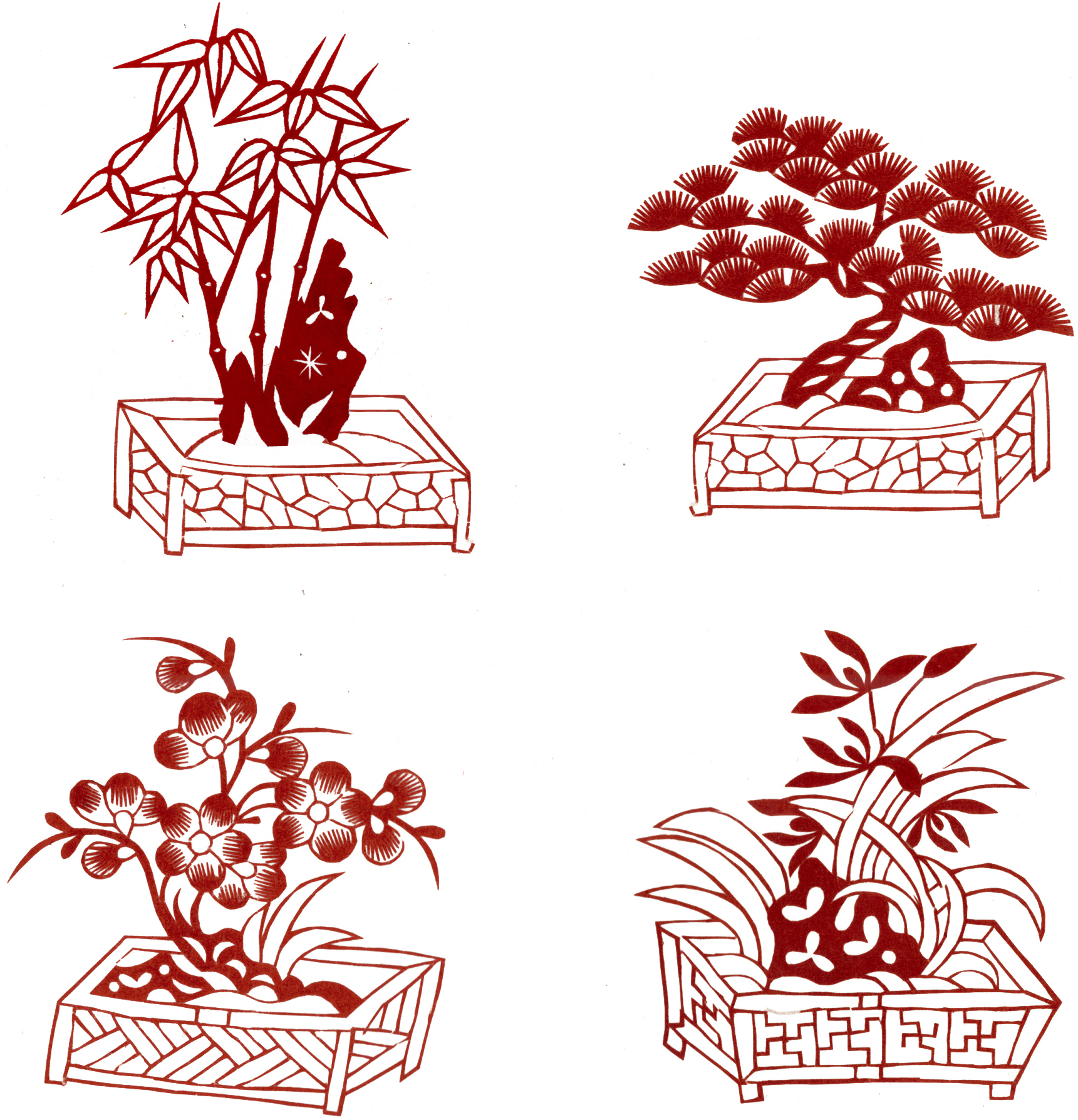 【剪纸经典】清韵弥远—山东清代剪纸画稿 / 鲍家虎