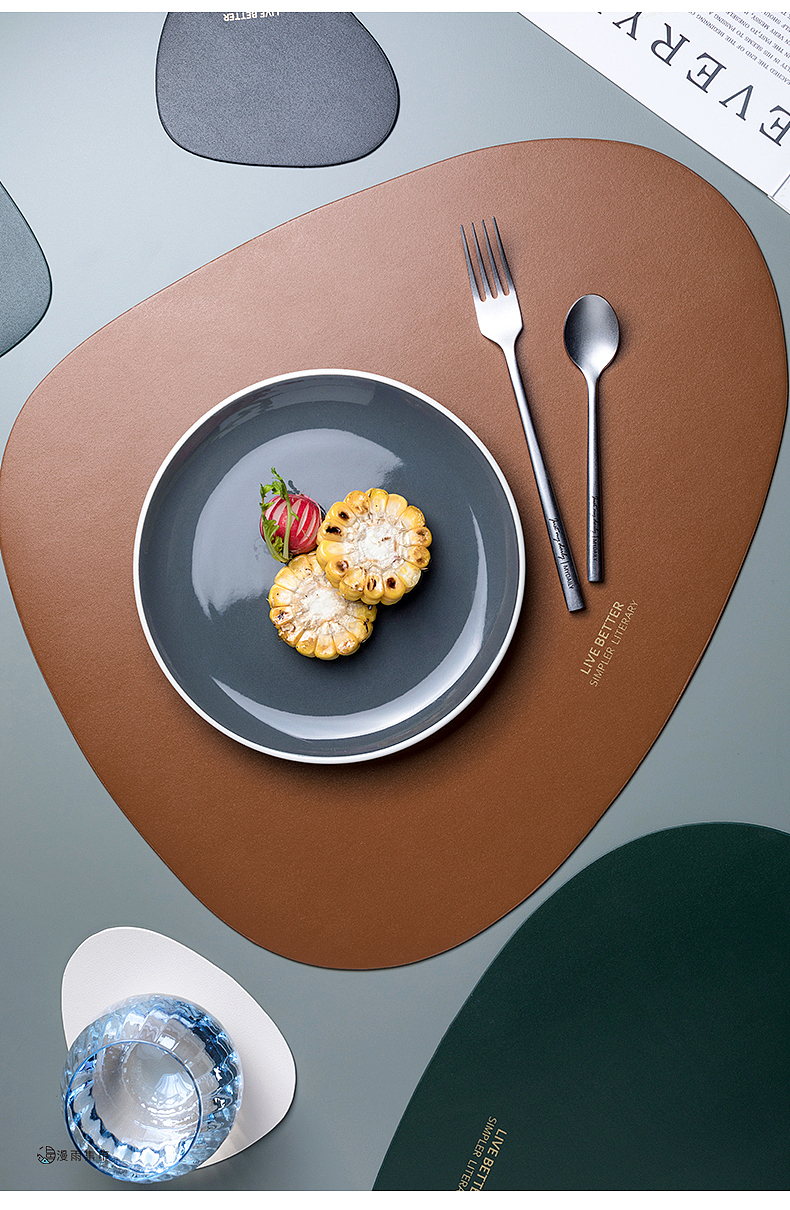 蛋形皮革餐垫 | 北欧西餐垫 隔热垫 皮垫摄影 南京摄影