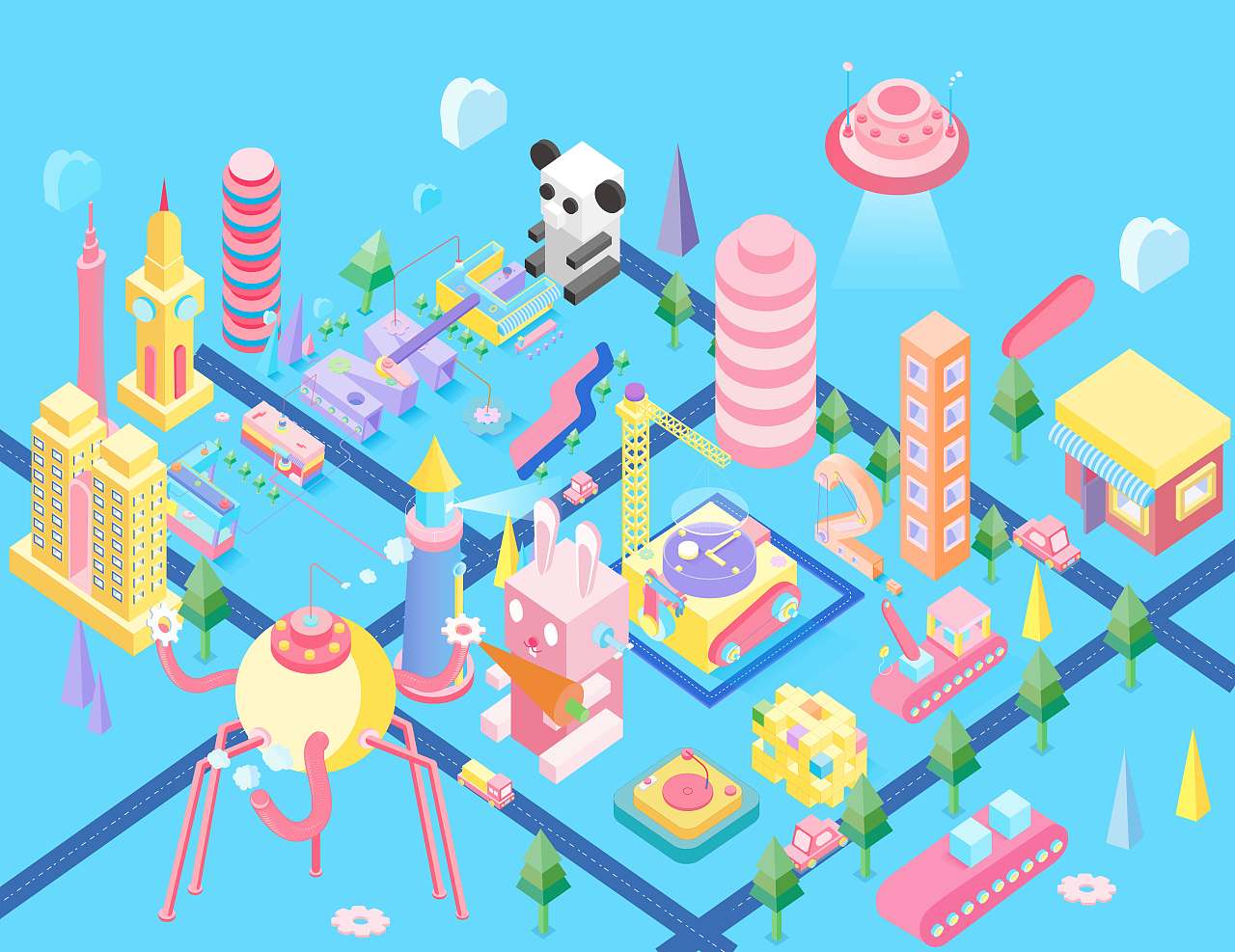 2.5D场景插画（图ZMjU2OTY5OTU2） - 商业插画 - 站酷设计师开心123456原创素材 - 站酷ZCOOL