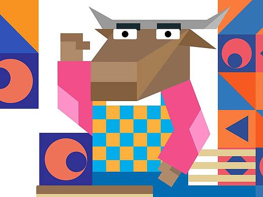 抽象艺术牛年海报