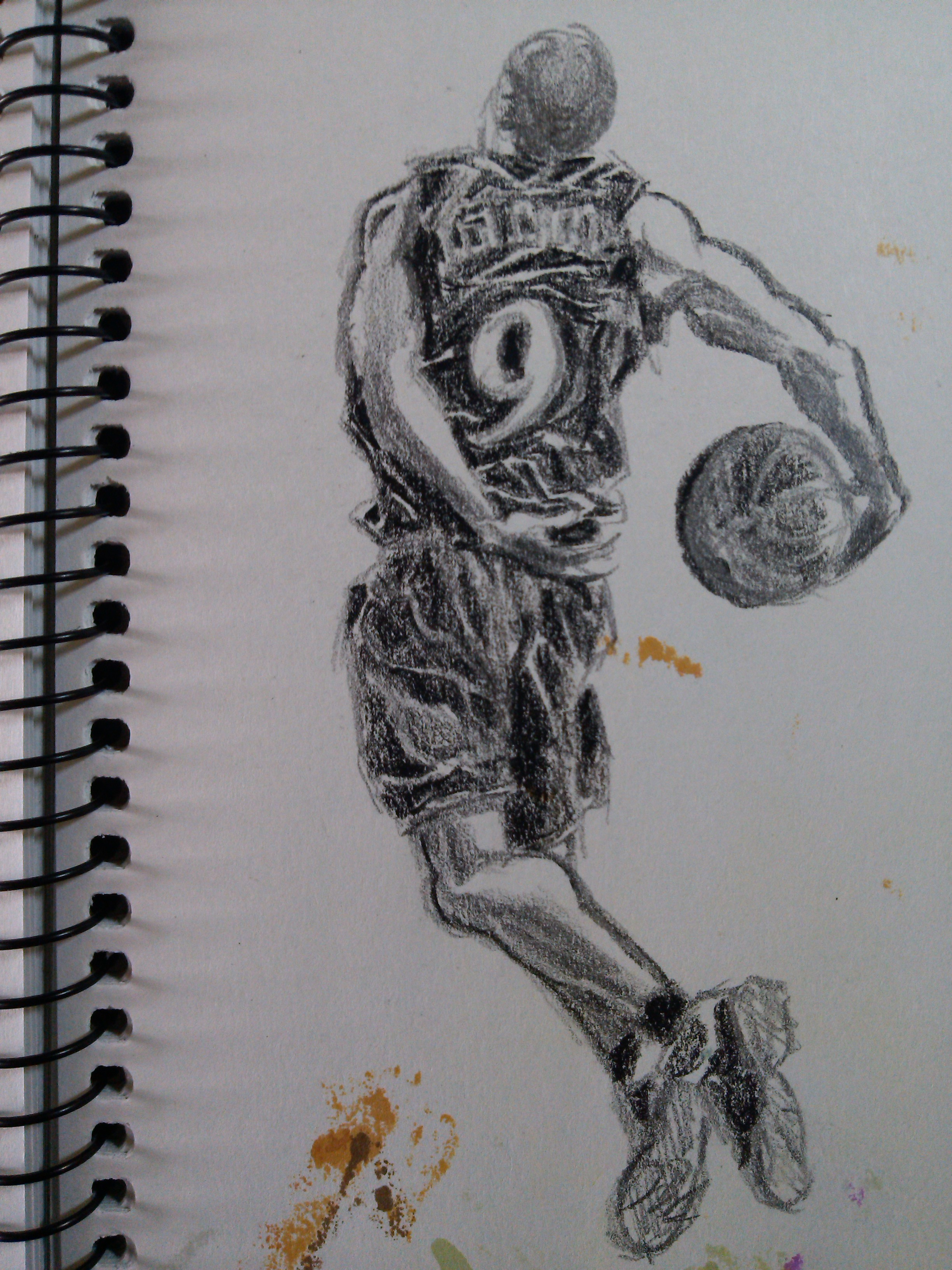 篮球人物素描画图片