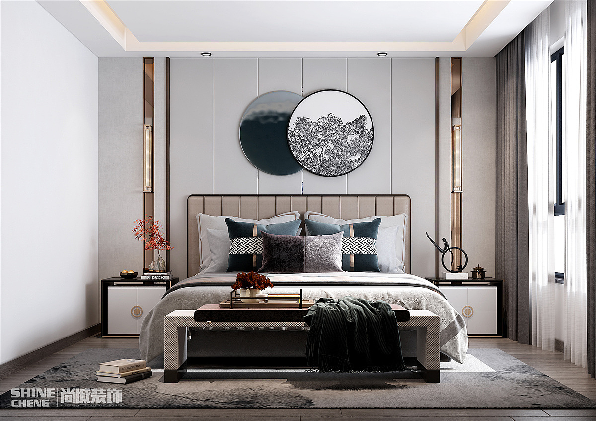 泰安金科桃花源230㎡新中式风格装修设计效果图案例（图ZMjU3Njc5NTU2） - 家装设计 - 站酷设计师泰安尚城装饰原创素材 - 站酷ZCOOL