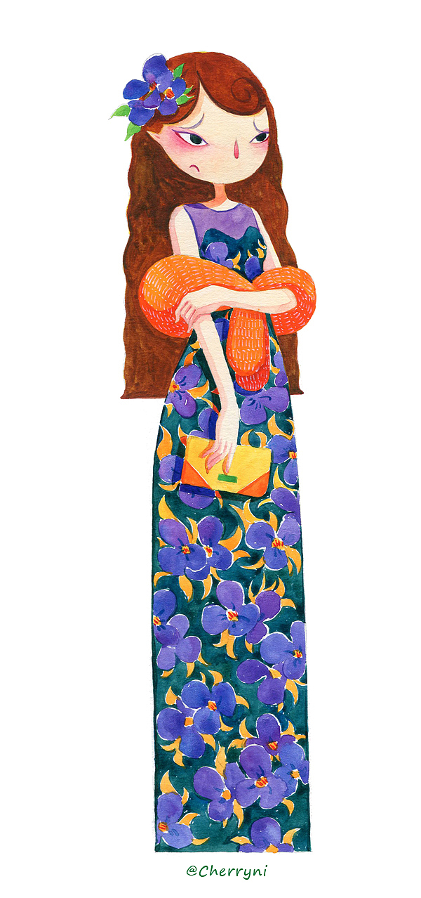 Chinese lady（图ZMTQ3OTcwOTY=） - 艺术插画 - 站酷设计师倪小婷Cherryni原创素材 - 站酷ZCOOL