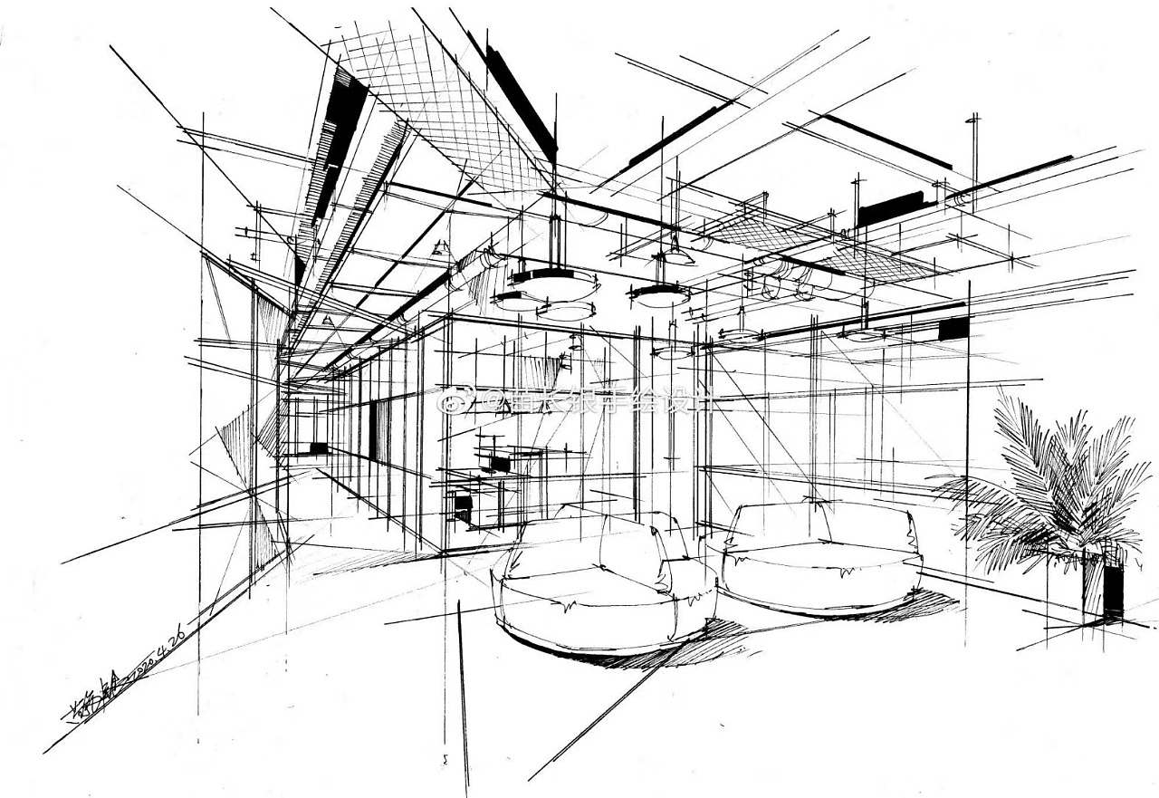 室内设计手绘表达|空间|家装设计|苗长银手绘空间 - 原创作品 - 站酷