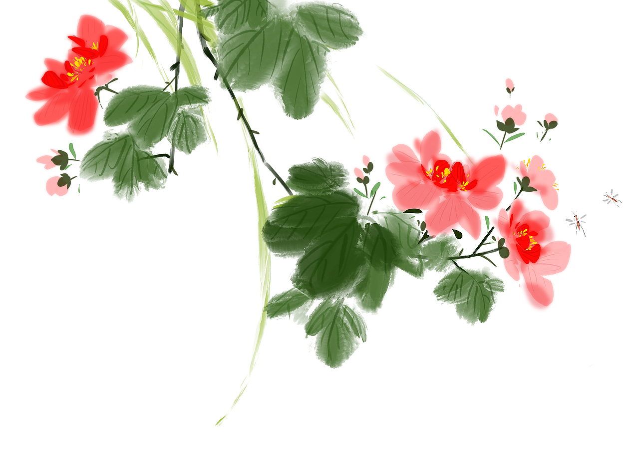 水墨花卉系列插画