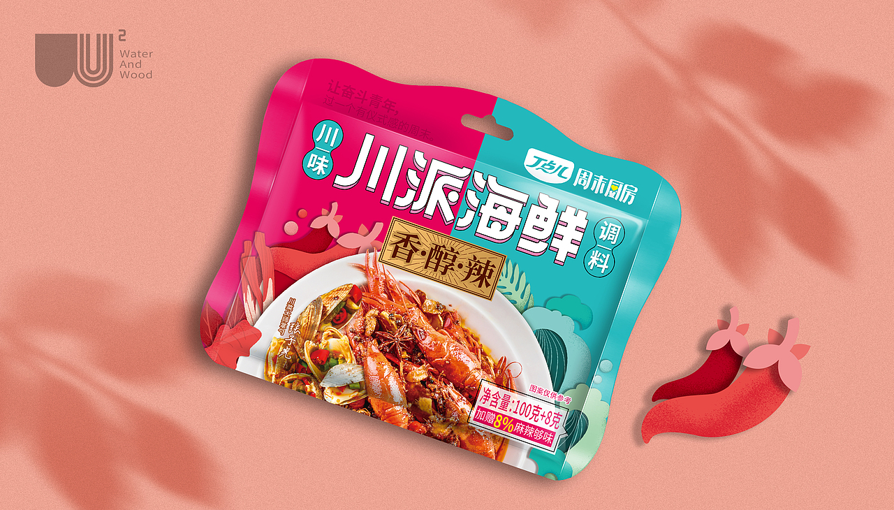 水與木 | 川派海鮮炒料（圖ZMjM2OTAzMzUy） - 包裝 - 站酷設(shè)計(jì)師水與木燒腦設(shè)計(jì)原創(chuàng)素材 - 站酷ZCOOL