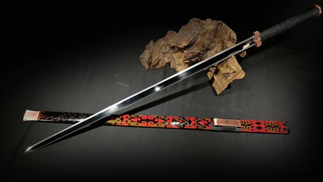 倚天剑手工紫铜装手绘古纹大漆鞘和风堂美术刀剑