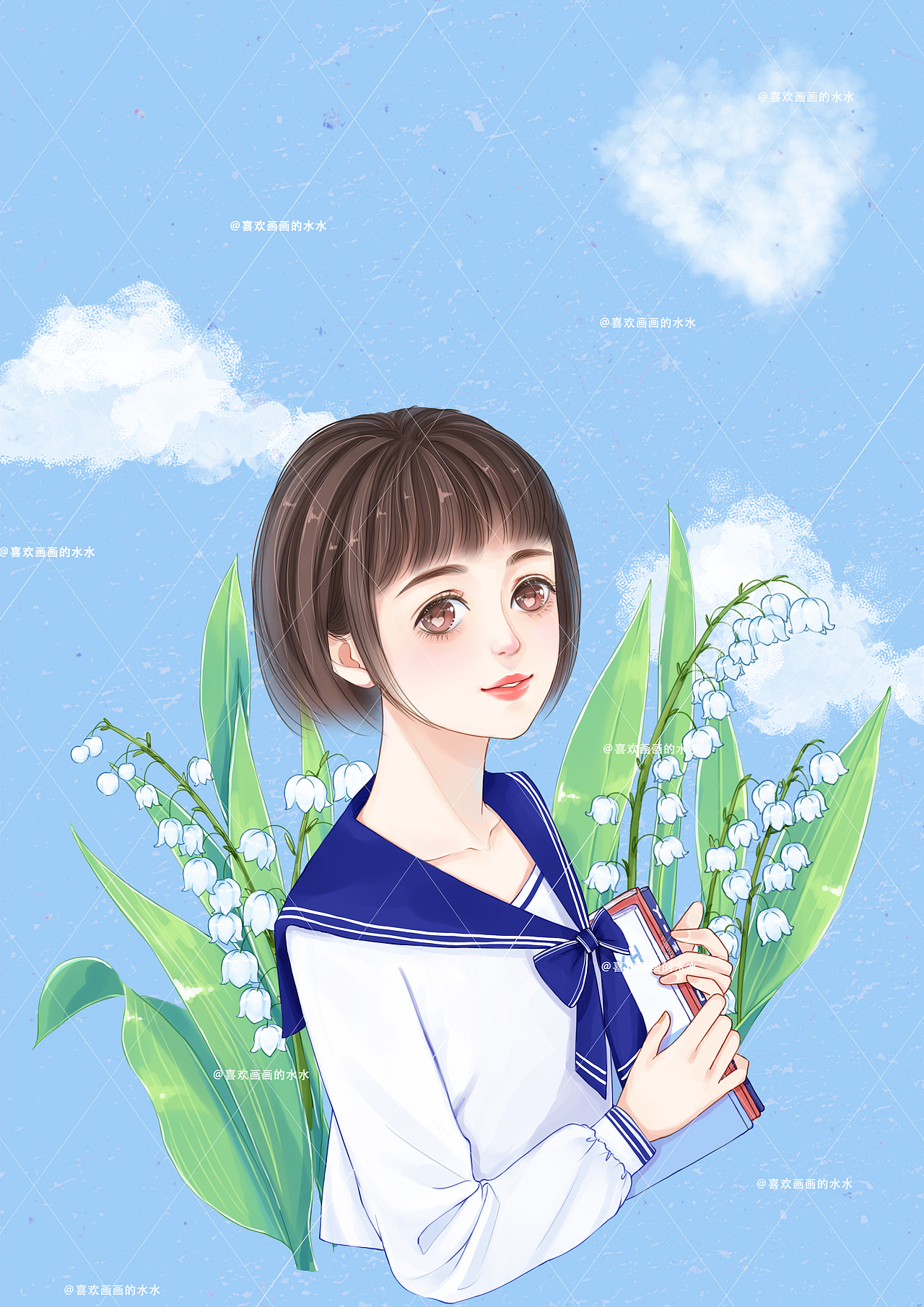铃兰花少女（图ZMjA3ODc4NDEy） - 创作习作 - 站酷设计师水水插画原创素材 - 站酷ZCOOL