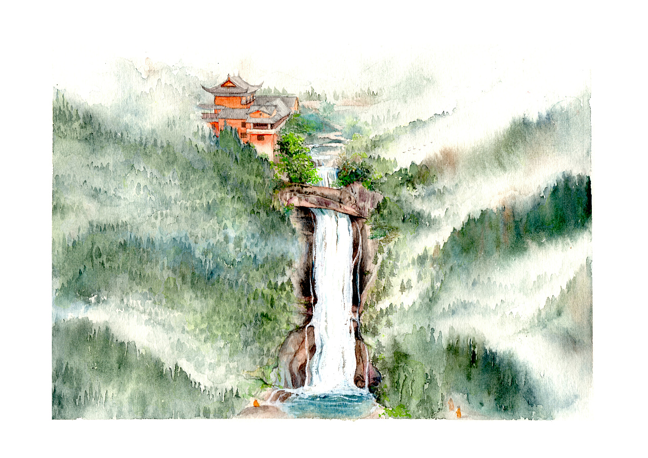 手绘风景—浙江天台