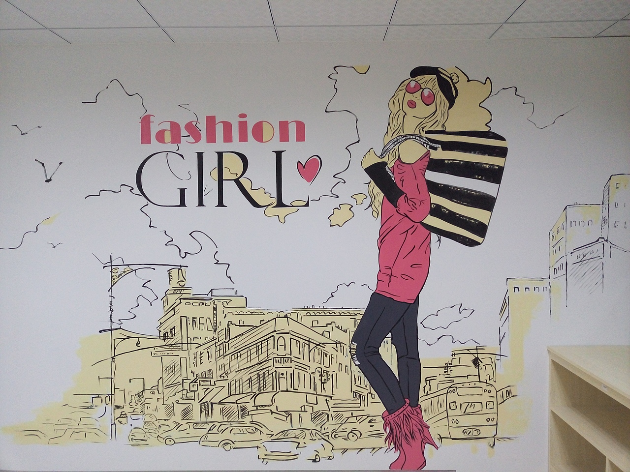 广州番禺 sheln外贸服装公司 彩绘壁画