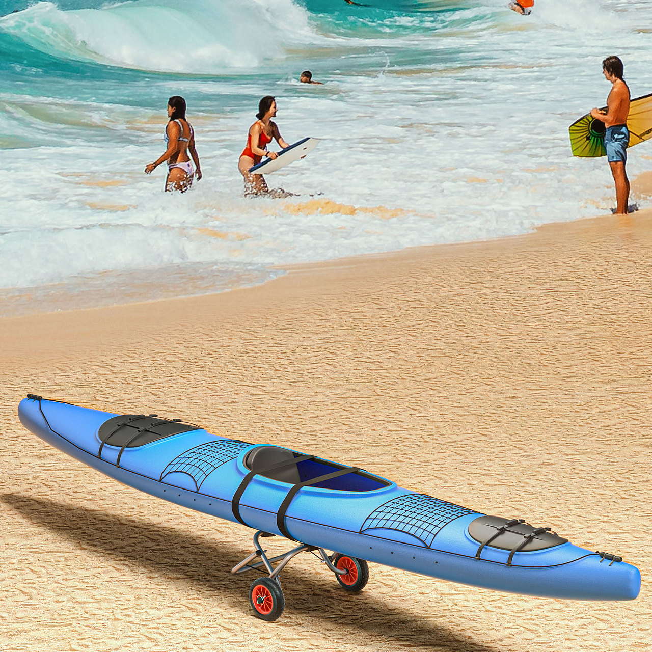 户外皮艇拖车产品建模渲染