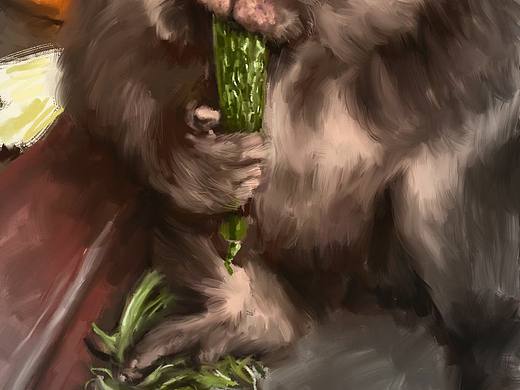 独臂猴星星吃黄瓜（个人主页-ZNDUwNzAzMzY=） - 艺术插画 - 站酷设计师海峰1980原创素材 - 站酷ZCOOL